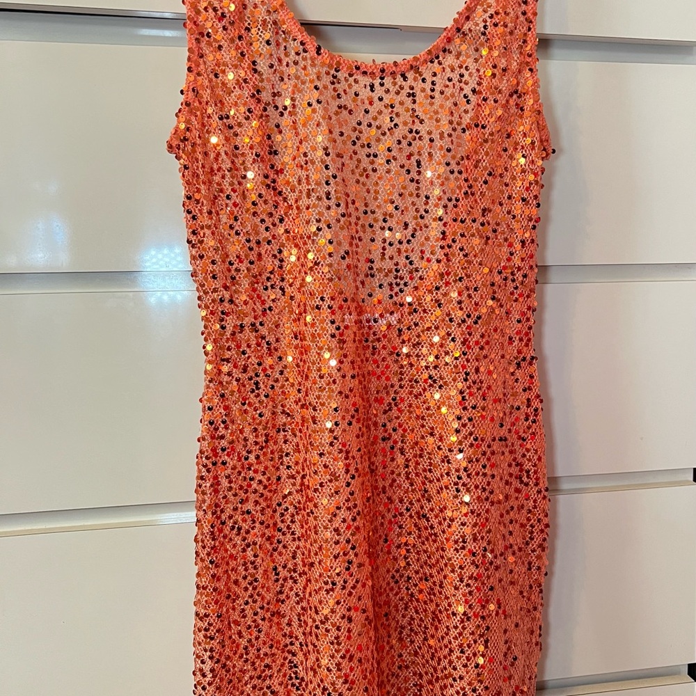 Peppermayo Shimmering Coral Sequin Top